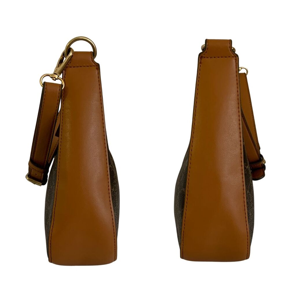 Nanette Lepore Brown and Tan Monogram Hobo Shoulder Bag Small - Picture 6 of 12